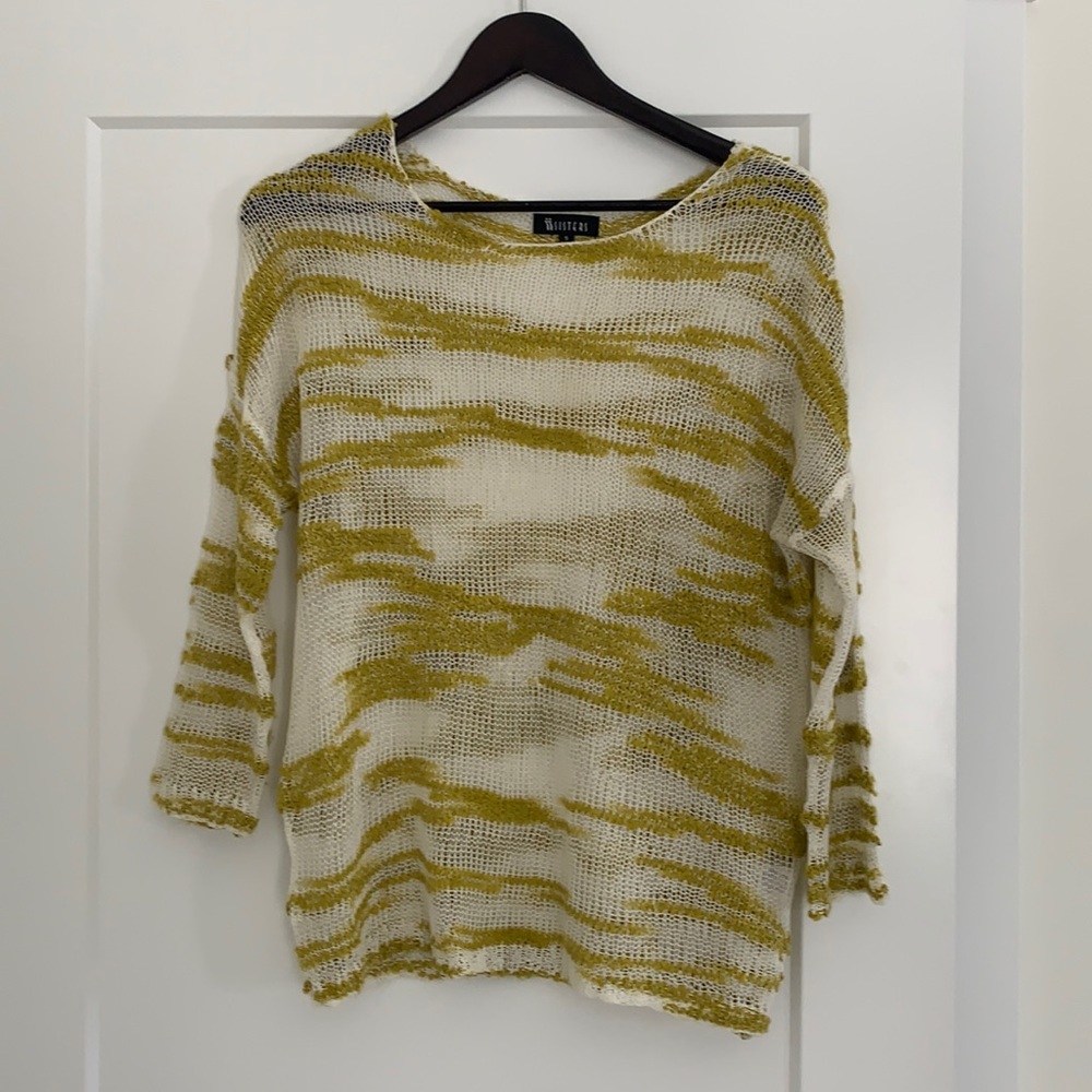 Mustard & cream crocheted top